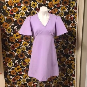 70s Lilac Flutter Sleeve ILGWU mini dress